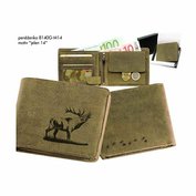 Kožená peněženka 40 z broušené kůže - motiv jelen 14 - zelená