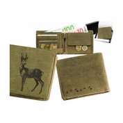 Kožená peněženka 40 z broušené kůže - motiv srnec - zelená