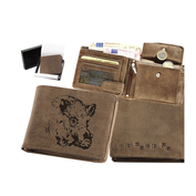 Kožená peněženka 40 z broušené kůže - motiv hlava divočáka
