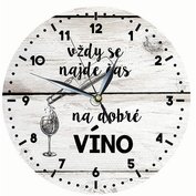 Dřevěné hodiny 24 cm - čas na víno