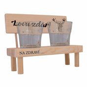 Dřevěná lavička s pohárky - Lovu zdar